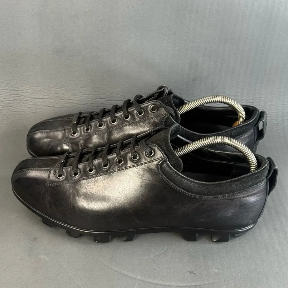 Gucci Vintage Black Leather Lace Up Sneaker shoes men’s size 9.5